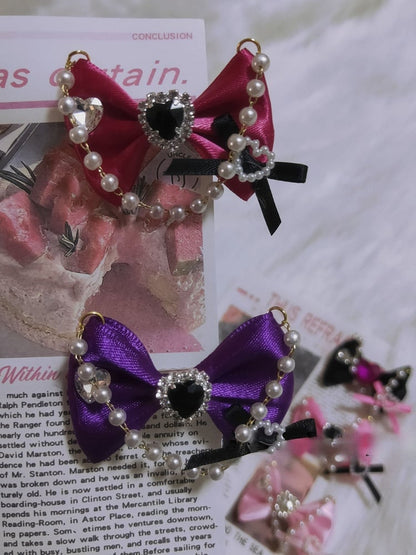 5 Options Heart Decorated Beaded Charm Bowknot Ring