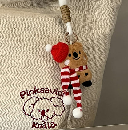 2 Options Koala Embroidery Beige Open Top Shoulder Bag