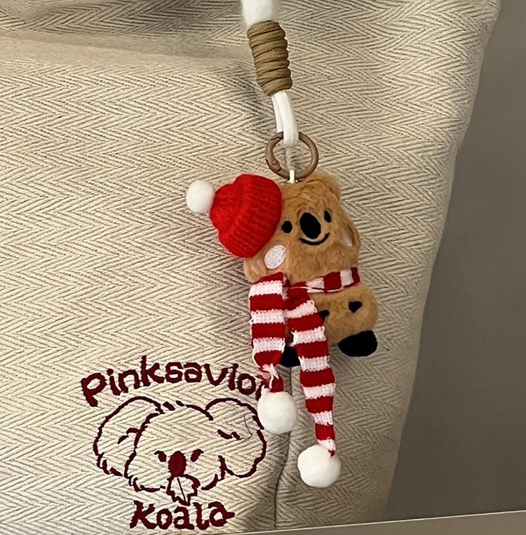 2 Options Koala Embroidery Beige Open Top Shoulder Bag