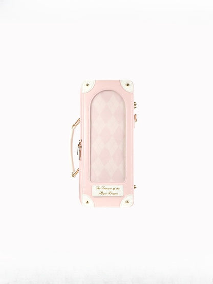 Pink Diamond Pattern 1/6 Scale BJD Doll Bag with Two Straps