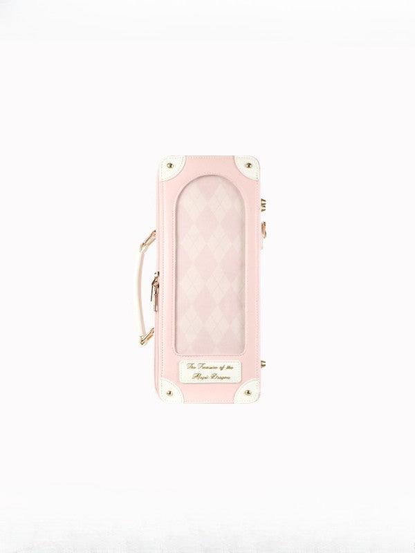 Pink Diamond Pattern 1/6 Scale BJD Doll Bag with Two Straps