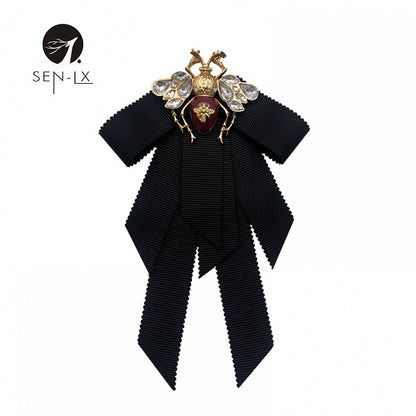 Solid Color Bee Bow Tie Brooch