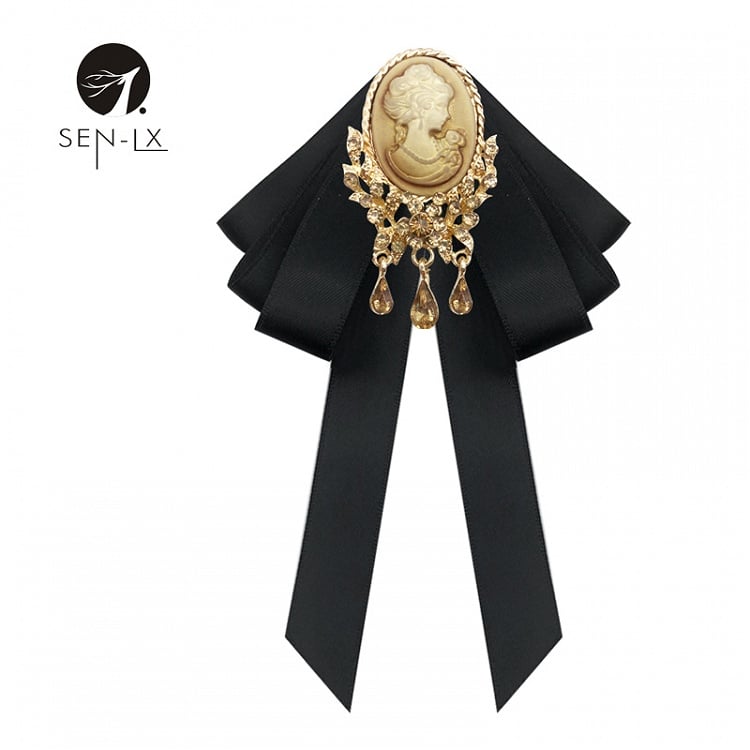 British Vintage Beauty Head Bow Brooch