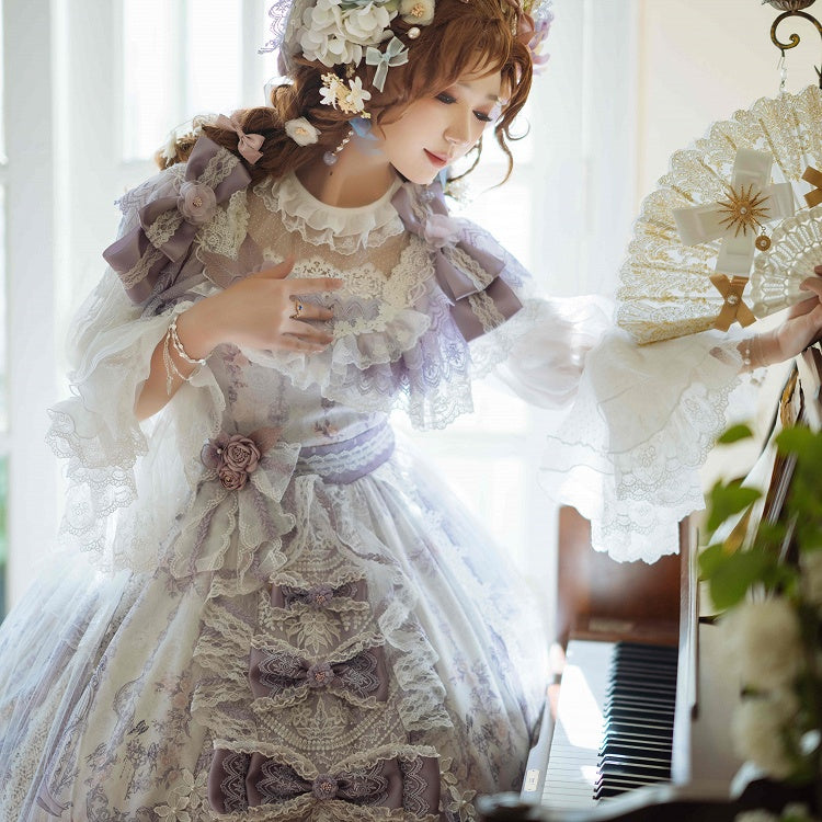 In Stock Round Neckline Trumpet Sleeves Elegant Lolita Blouse