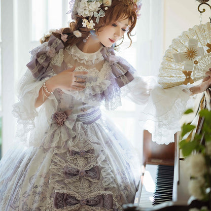 In Stock Round Neckline Trumpet Sleeves Elegant Lolita Blouse