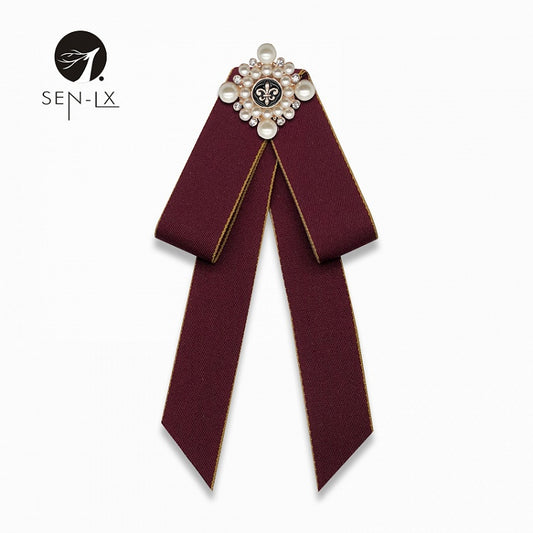 Bow Shirt Tie Pearl Brooch