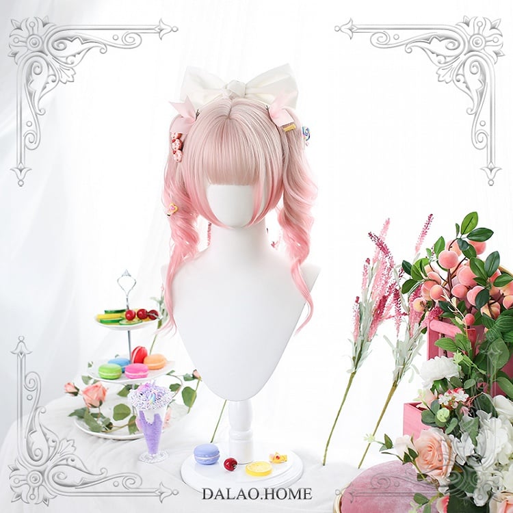 Mid-length Gradient Double Ponytail Curly Synthetic Wig