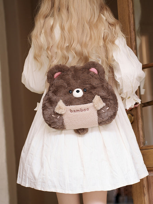 Brown Plush Cute Bear Backpack