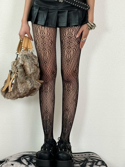 Blck/Brown/Gray/White Hollow-out Design Tights