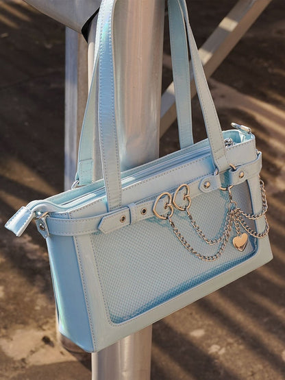 Detachable Chains Blue Ita Shoulder Bag