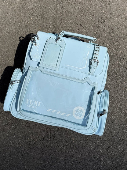 Blue Cute Kitty Ear Design Ita Backpack with Card Holder Charm