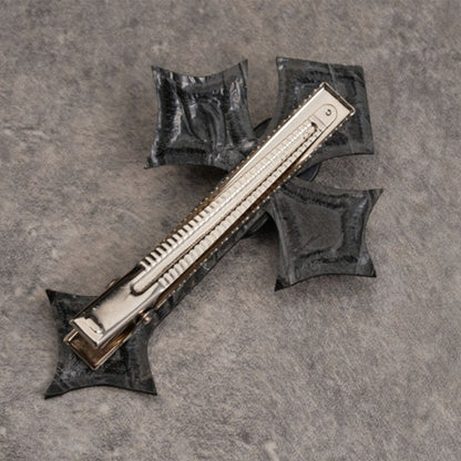 Goth Black/ White Skull Cross Hairclip