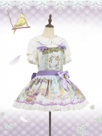 Cute Parrot and Grapes Print Sweet Lolita Overall Dress