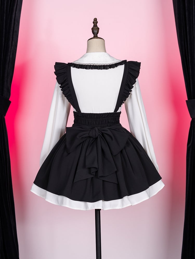 Black and Gray Plaid Jirai Kei Skirt with Removable Straps