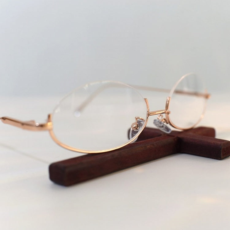 Gold Cyberpunk Semi-rimless Glasses + Chain Accessory