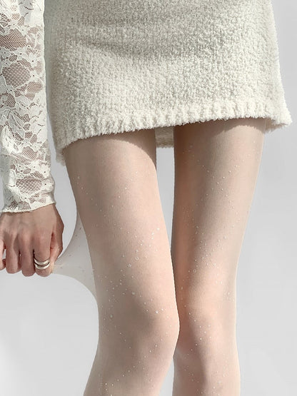 Black/White/Gray Rhinestone Decorate Tights