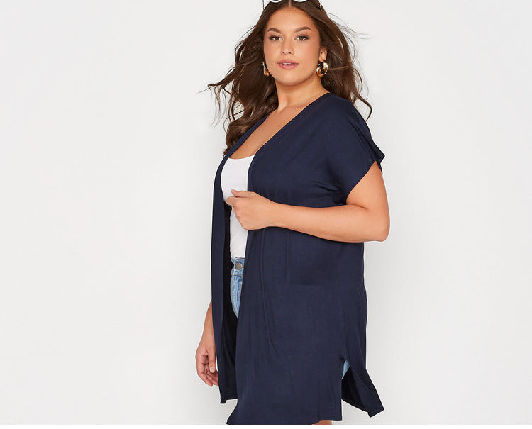 Solid Color Modal Short Sleeve Jacket