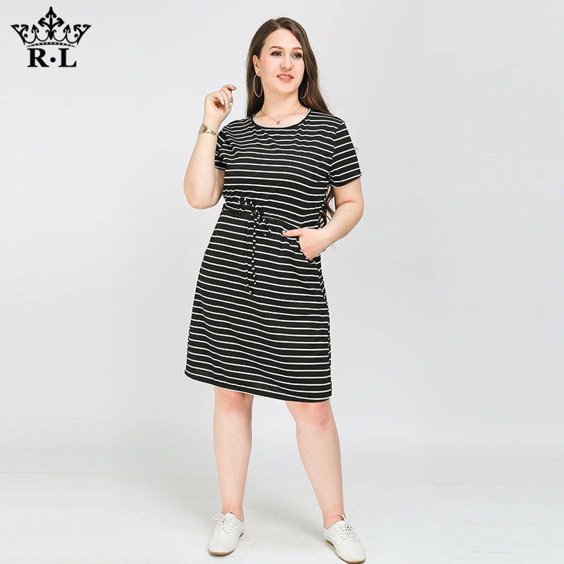 Striped Waist Drawstring Dress