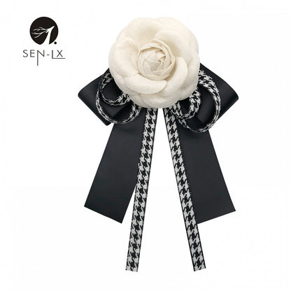 Vintage Houndstooth Bow Brooch