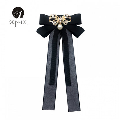 Chiffon Pearl Bow Brooch