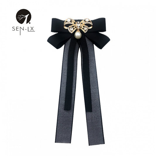 Chiffon Pearl Bow Brooch