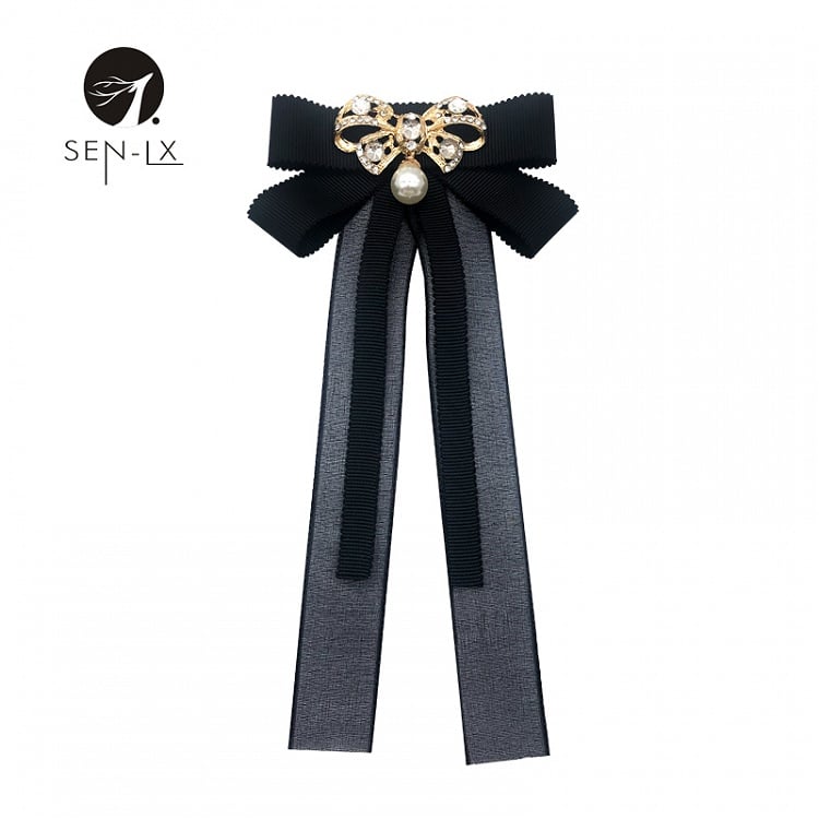 Chiffon Pearl Bow Brooch