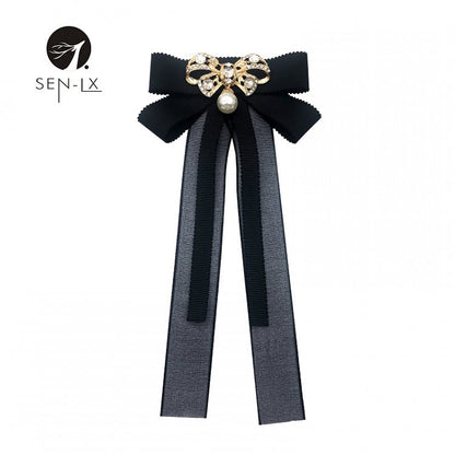 Chiffon Pearl Bow Brooch