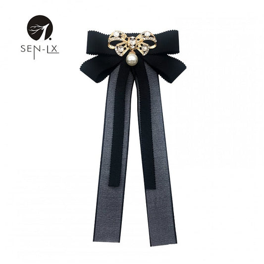 Chiffon Pearl Bow Brooch