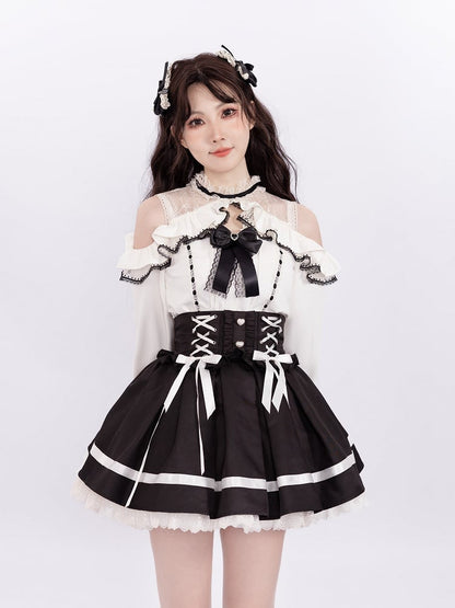 Jirai Kei Open Shoulders Long Sleeves White Blouse Best Seller