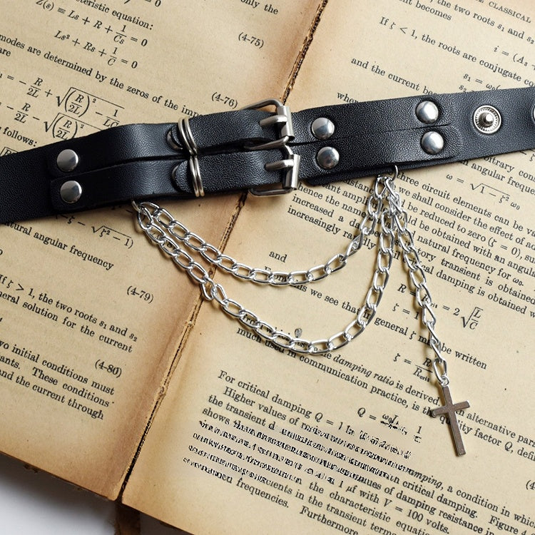 Black Cross And Chain Charm Arm Cuff