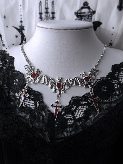 Crosses Pendant Gothic Vampire Bats Necklace