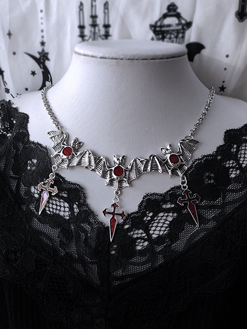 Crosses Pendant Gothic Vampire Bats Necklace