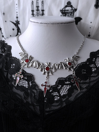 Crosses Pendant Gothic Vampire Bats Necklace