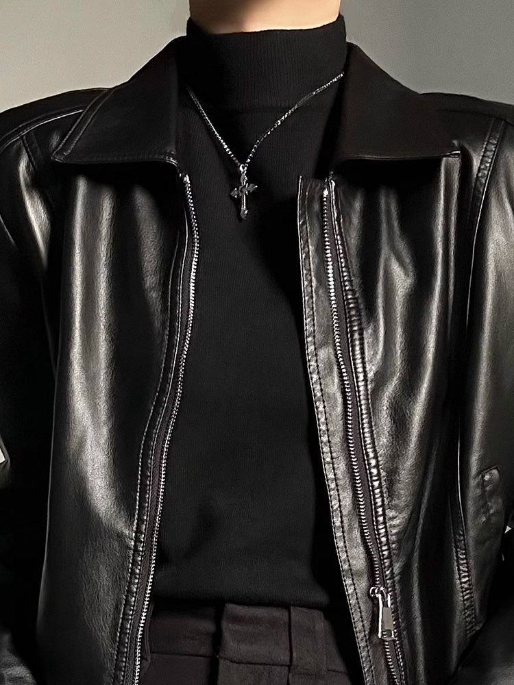 Ouji Lolita Black Unisex Slim Fit Long-Sleeve Turtleneck Sweater