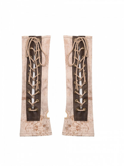 Light Brown Lace-up Detail Steampunk Sleeves