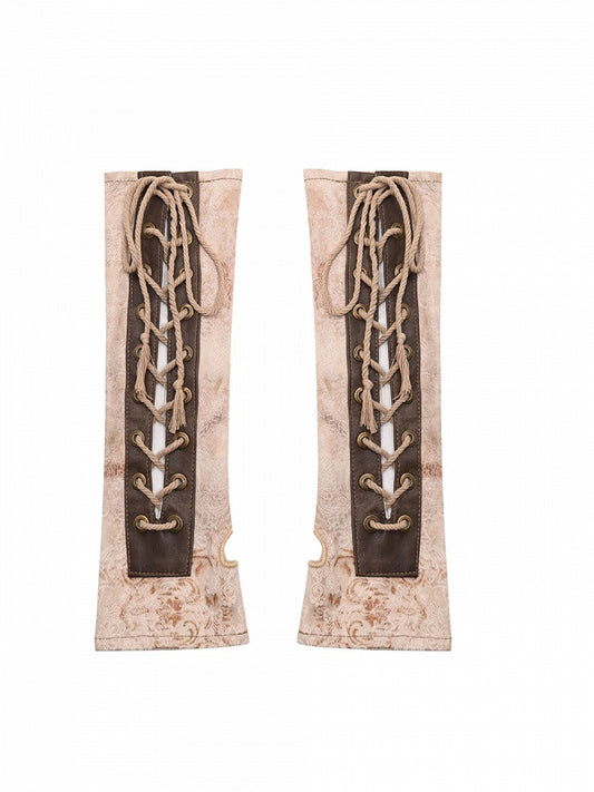 Light Brown Lace-up Detail Steampunk Sleeves