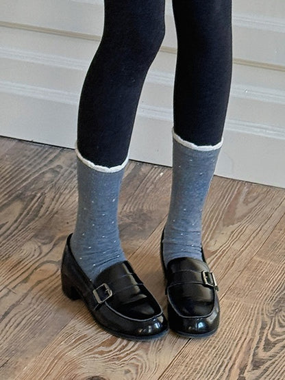 7 Options Polka-dot Pattern Ruffled Cuff Calf Socks