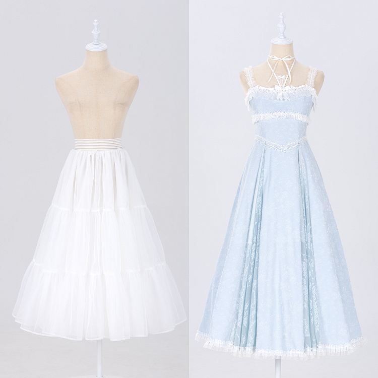 White 85cm Daily A-line Long Layered Petticoat