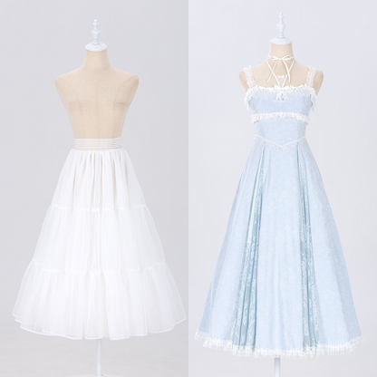 White 85cm Daily A-line Long Layered Petticoat