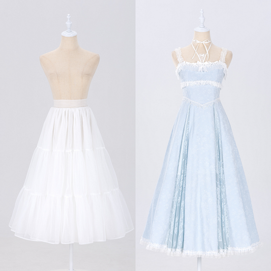 White 85cm Daily A-line Long Layered Petticoat