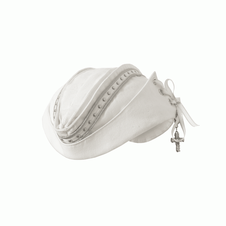 Black/White Navycore Lace-up Detail Cross Charm Punk Studded Sailor Hat