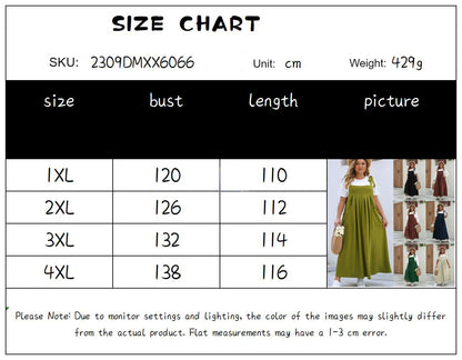 Summer Plus Size Women Stylish Solid Color Suspender Dresses