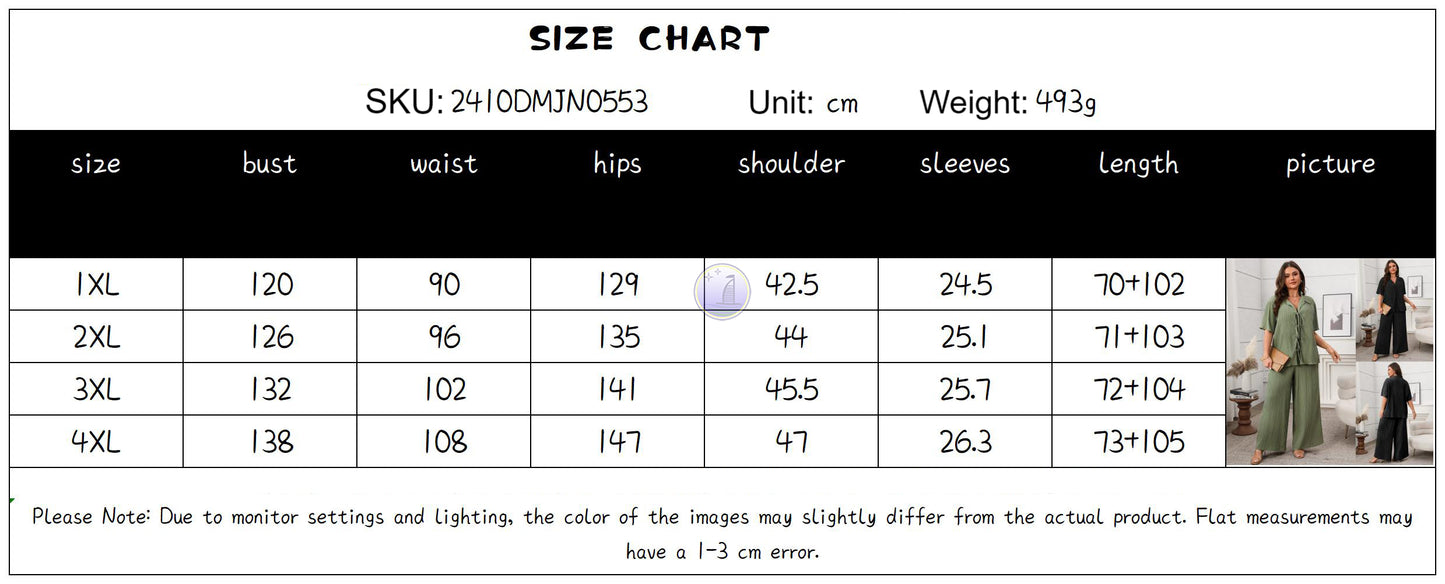 2025 Plus size women summer new casual two piece suit