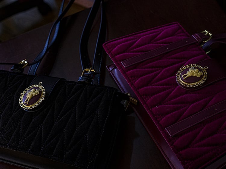 Black Little Angel Vintage Velvet Shoulder Bag