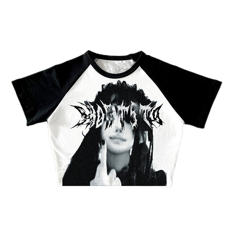 Black Emo Punk Graphic T-shirt