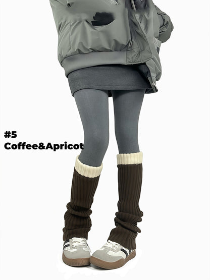 5 Colors Contrast Trim Knitted Leg Warmers