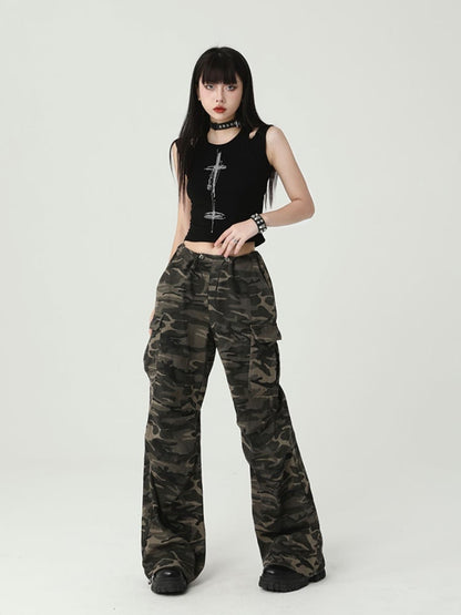 Gothic Black Cross Print Backless Glamorous Cropped Sleeveless Top