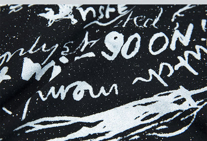 Lace-up Detail Letters Print Black Buckle Strap Design Punk Rock Strapless Dress