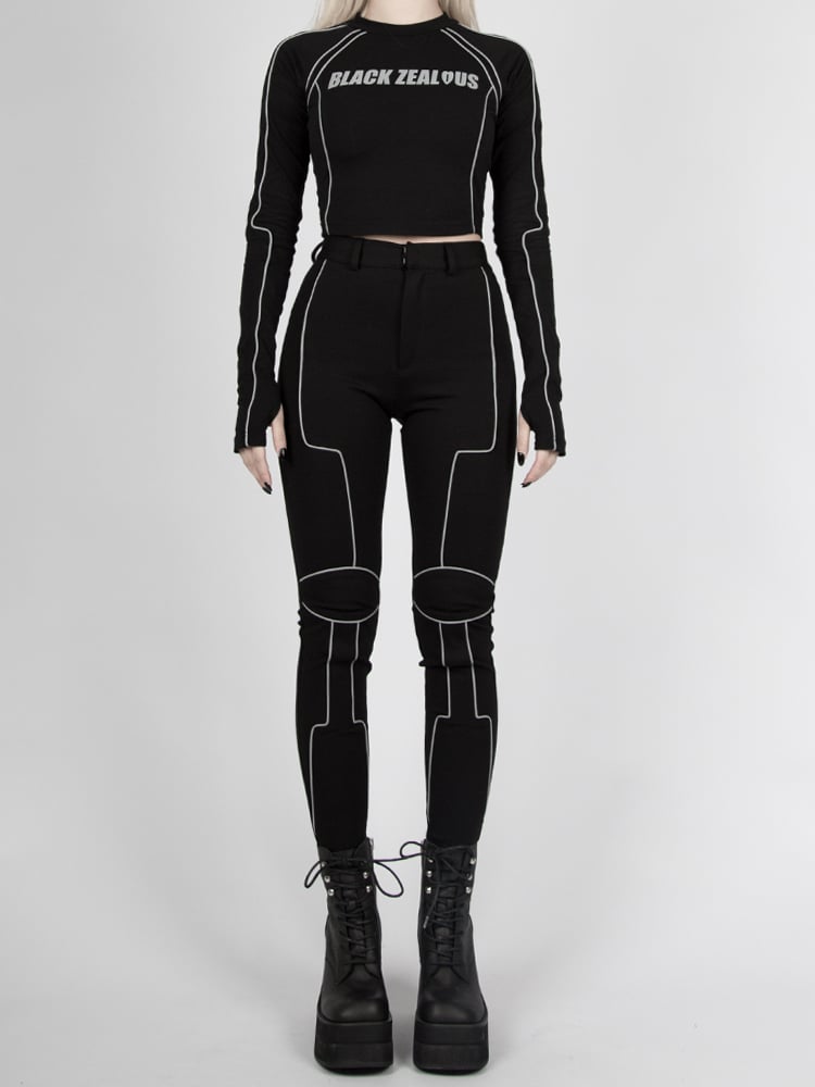 Futuristic Cyberpunk Reflective Bikecore High Waist Pants