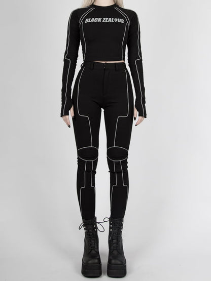 Futuristic Cyberpunk Reflective Bikecore High Waist Pants
